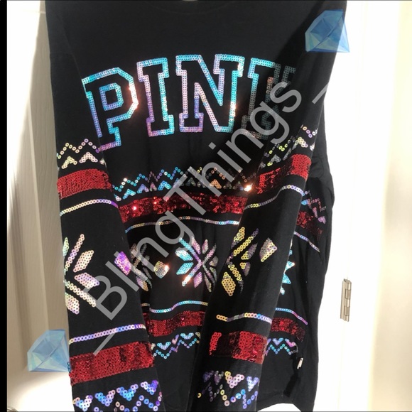 💎Rare VS PINK Holiday Christmas Bling Shirt💎 - Picture 2 of 5